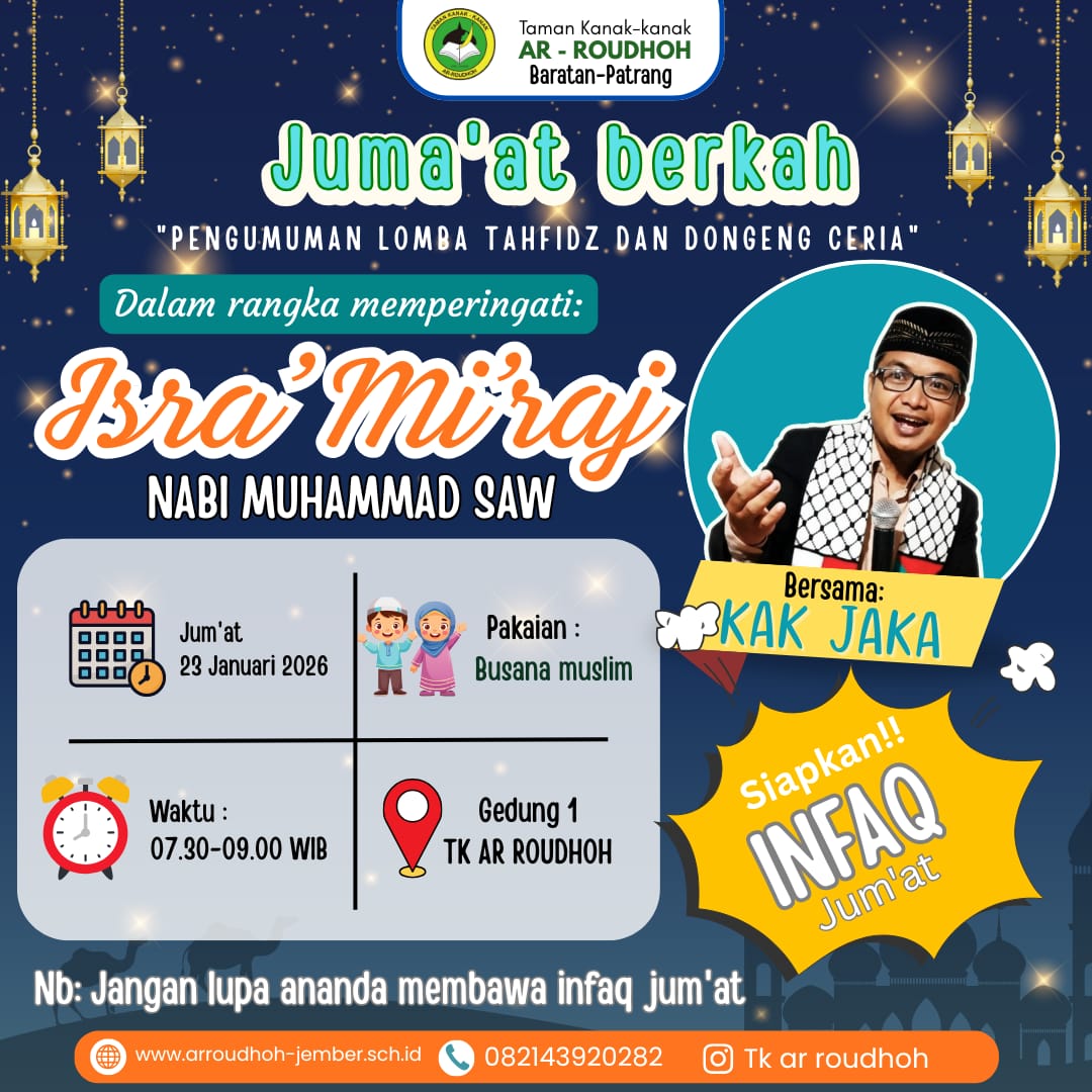 Peringatan Isra Mi’raj di TK Ar-Roudhoh, Dimeriahkan Dongeng Islami Bersama Kak Jaka
