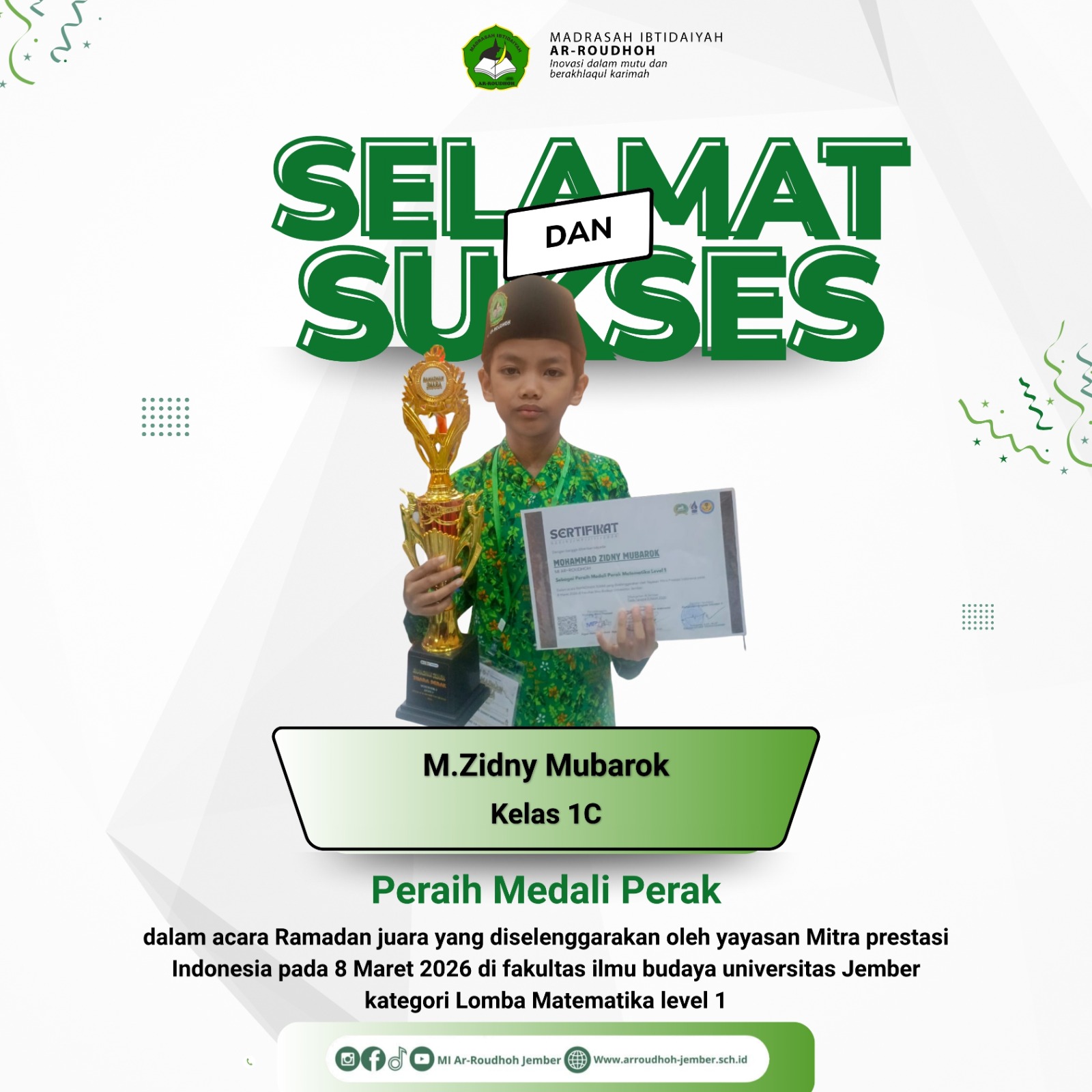 M. Zidny Mubarok Raih Medali Perak pada Ajang Ramadan Juara 2026