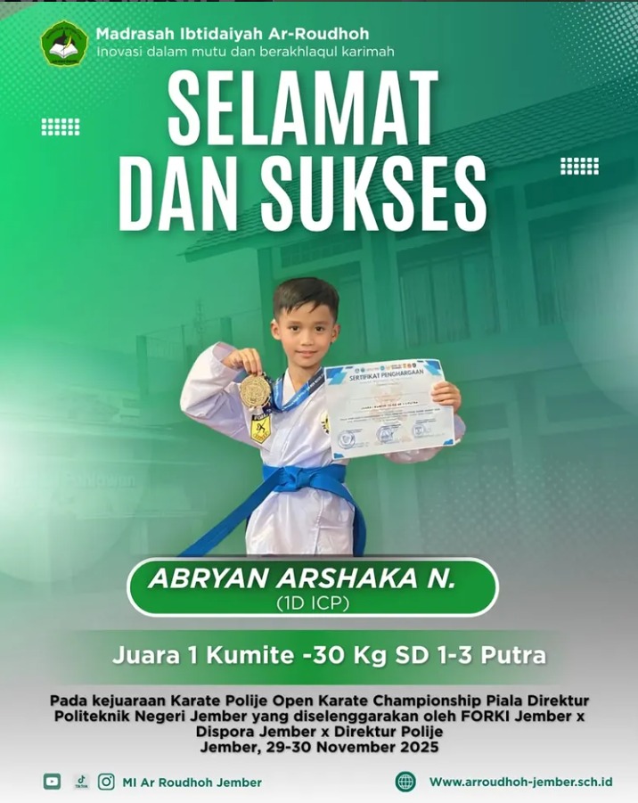 Abryan Arshaka N. Raih Juara 1 Kumite pada Kejuaraan Polije Open Karate Championship