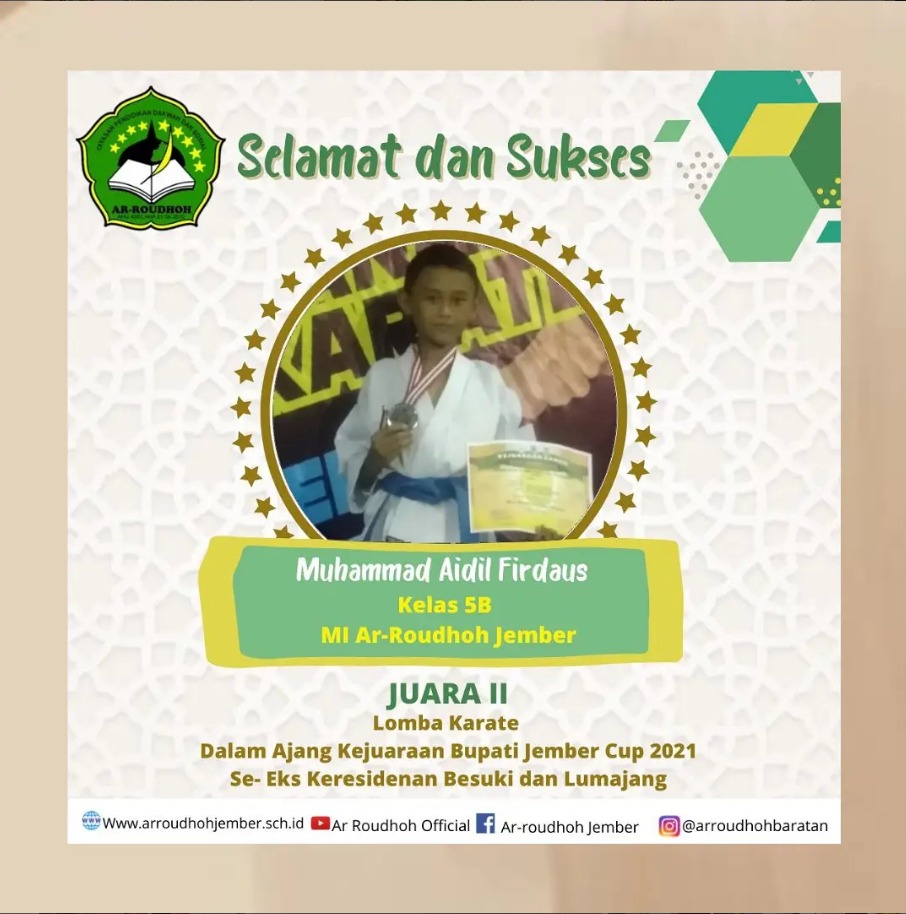 Siswa MI Ar Roudhoh Raih Juara 2 Lomba Karate pada Kejuaraan Bupati Jember Cup 2021