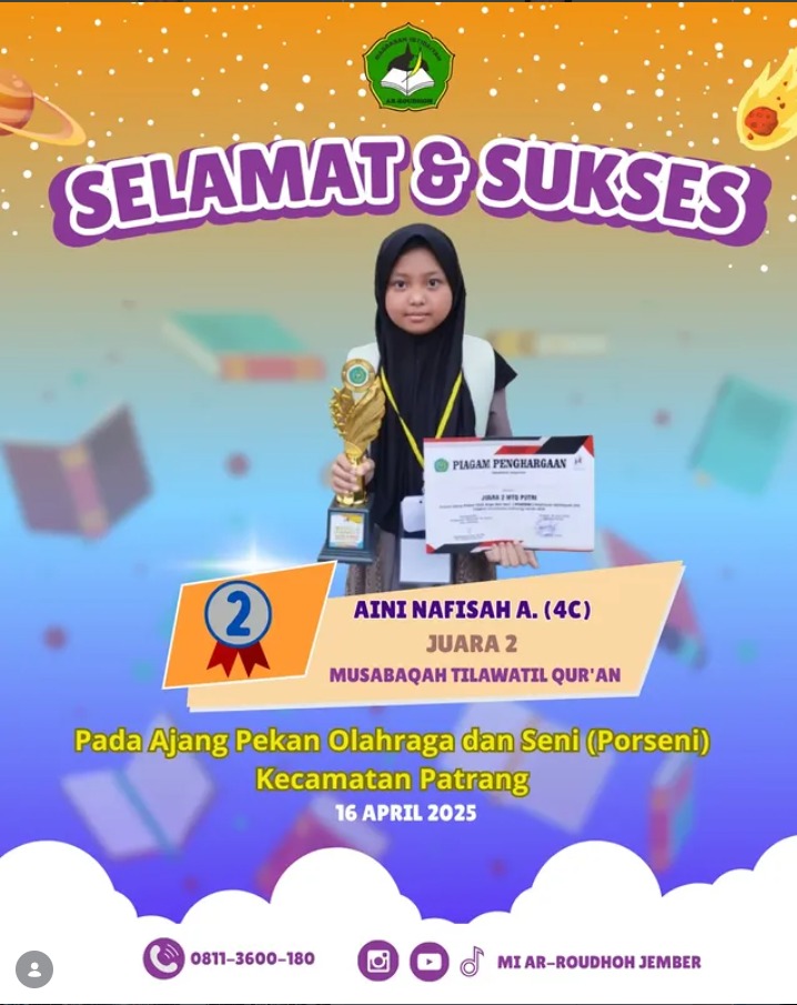 Aini Nafisah Auliya Raih Juara 2 MTQ Putri pada PORSENI Kecamatan Patrang