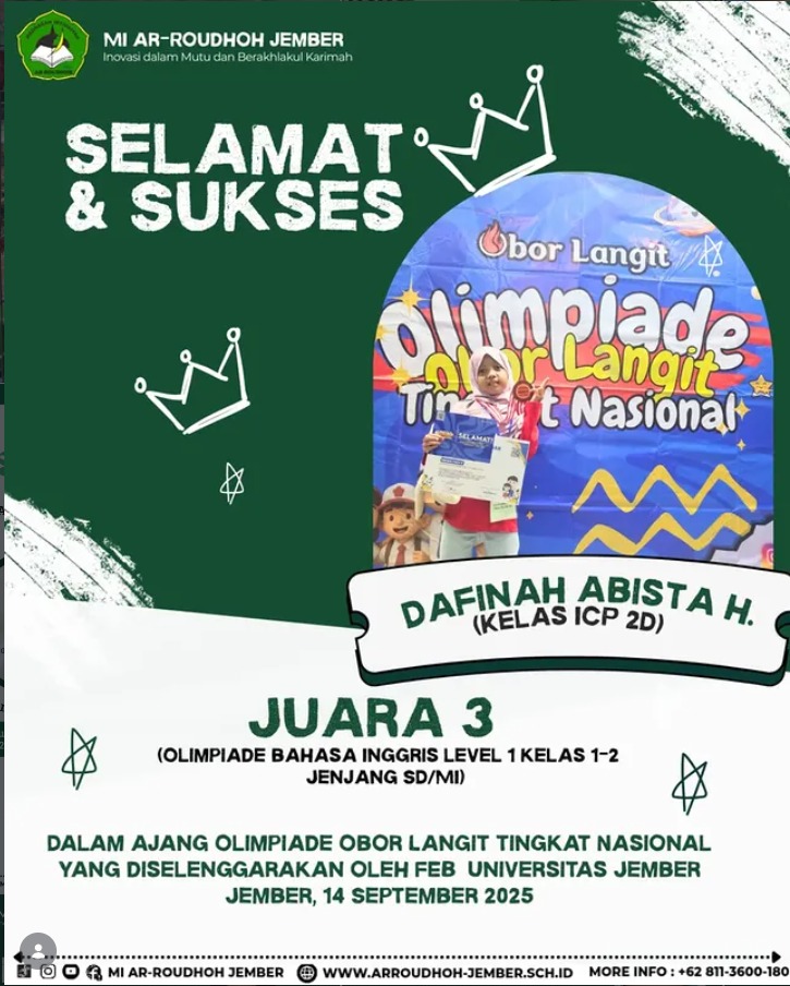 Dafinah Abhista H. Raih Juara 3 Olimpiade Bahasa Inggris pada Ajang OMNI Sains 2025