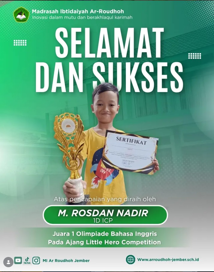 M. Rosdan Nadir Raih Juara 1 Olimpiade Bahasa Inggris pada Little Hero Competition