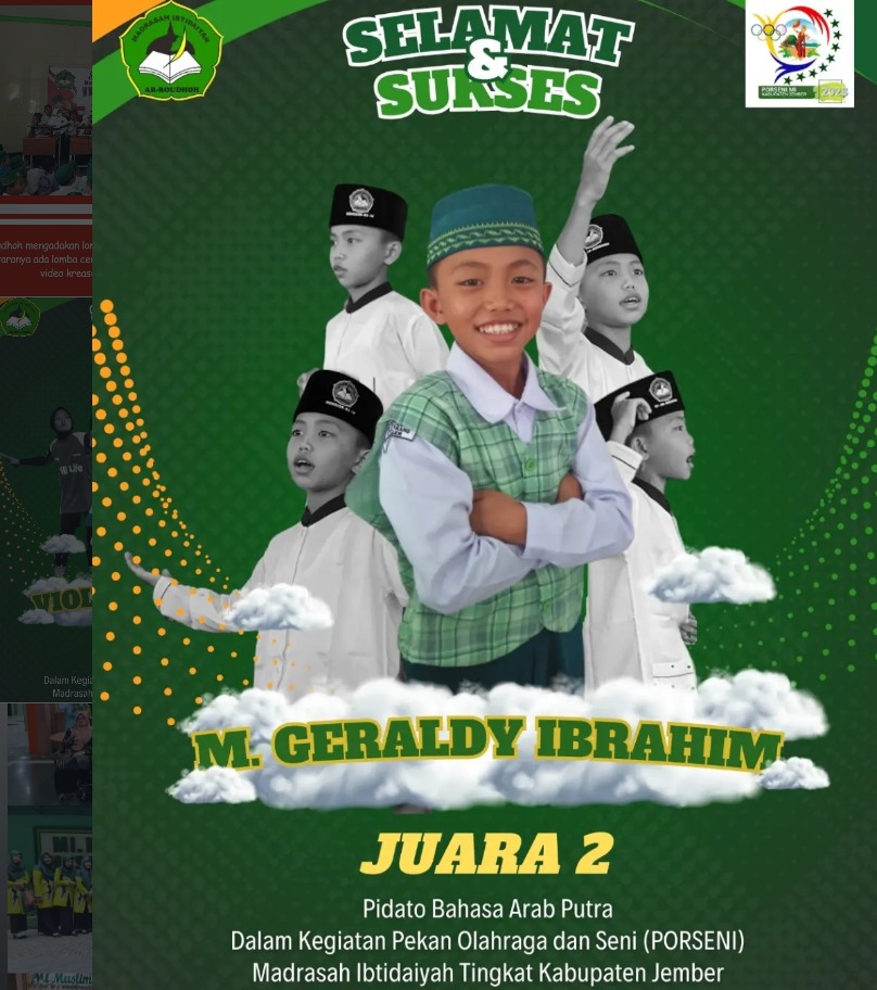 M. Geraldy Ibrahim Raih Juara 2 Lomba Pidato Bahasa Arab pada PORSENI Kabupaten Jember 2023